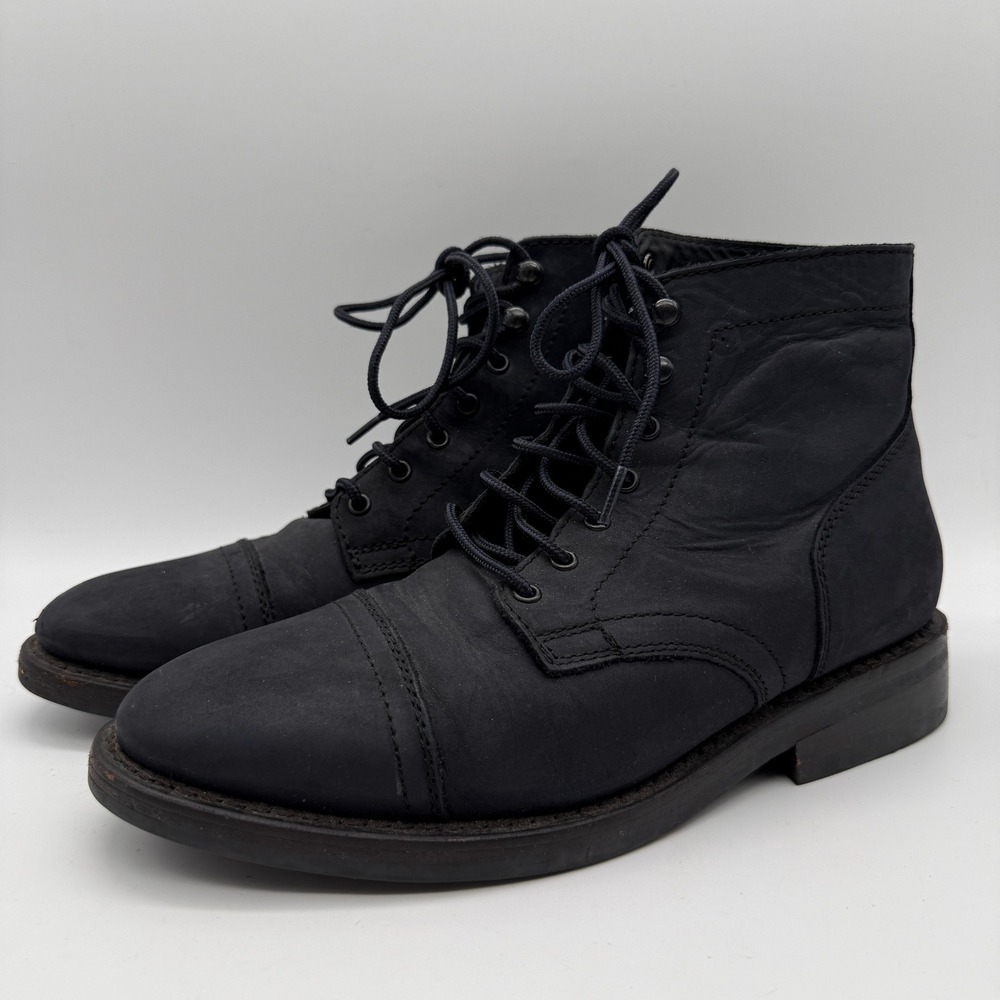 Thursday Boot Co Captain Boot Mens 8.5 Black Matte Leather Lace Up Cap Toe